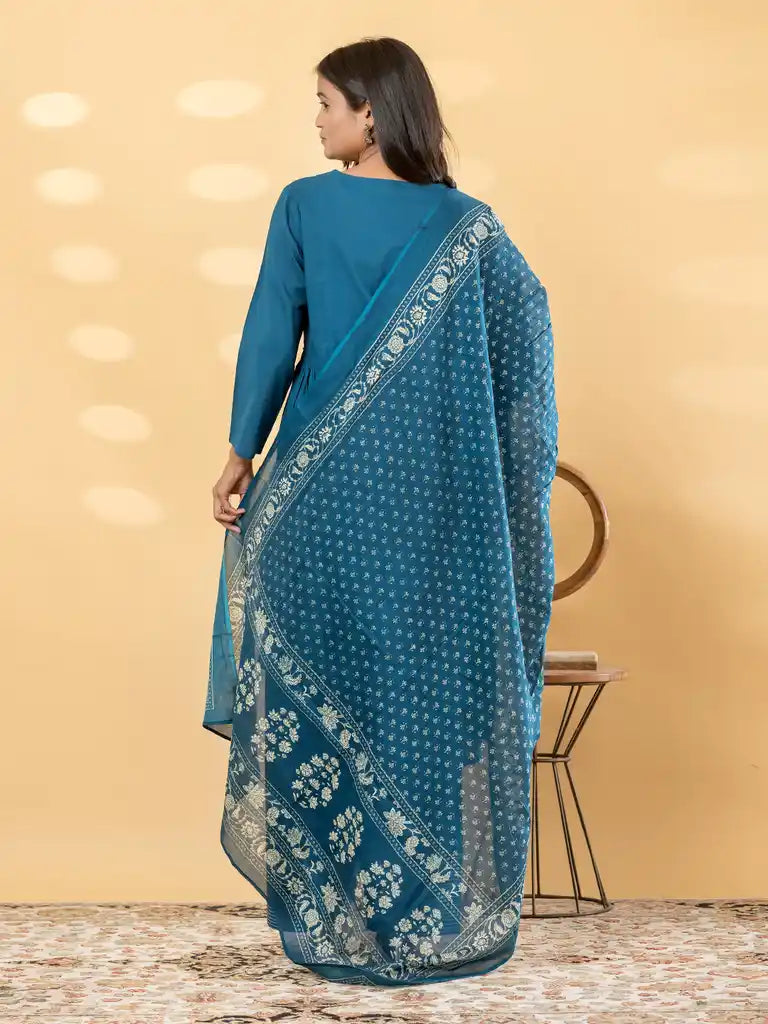 Teal Blue Mirror-Work Farsi Salwar Set