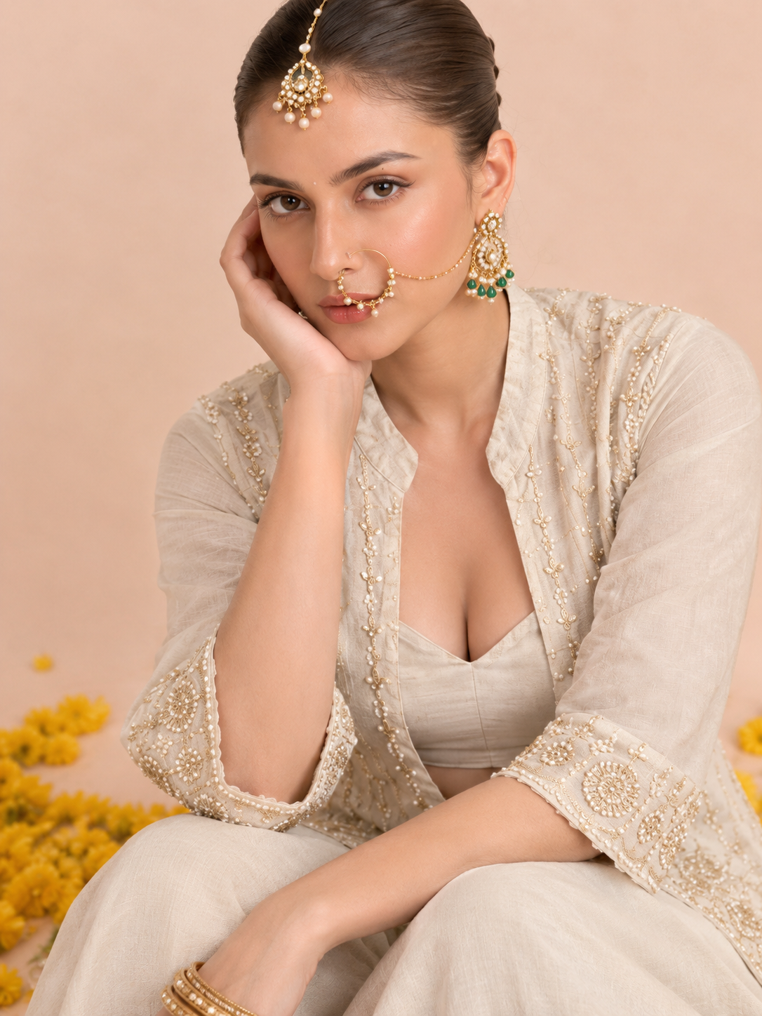 Ivory Radiance Indo-Western Sharara Set