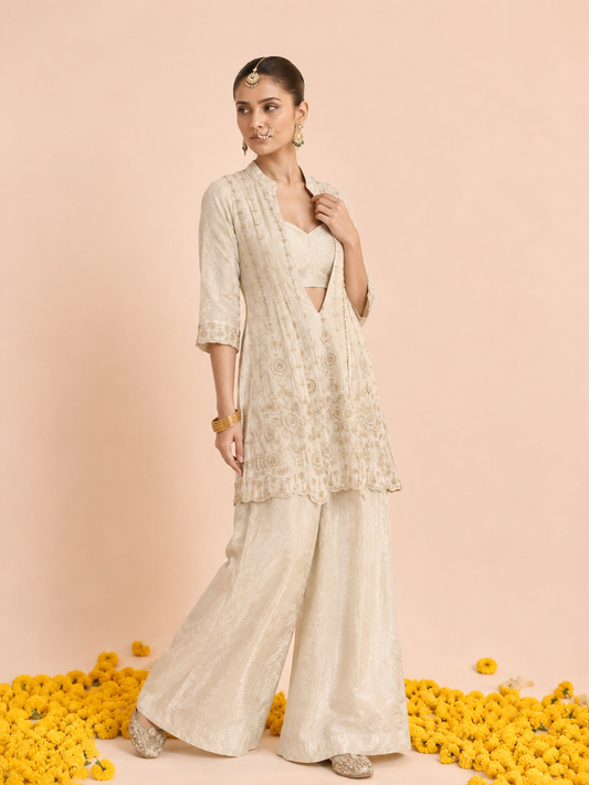 Ivory Radiance Indo-Western Sharara Set