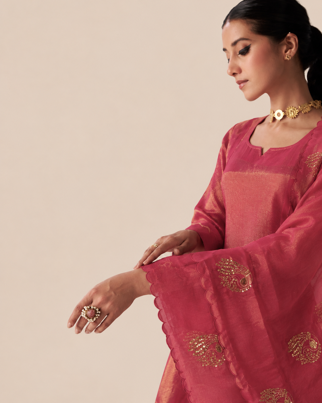 Radiant Rose Silk Kurta Set