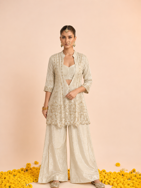 Ivory Radiance Indo-Western Sharara Set