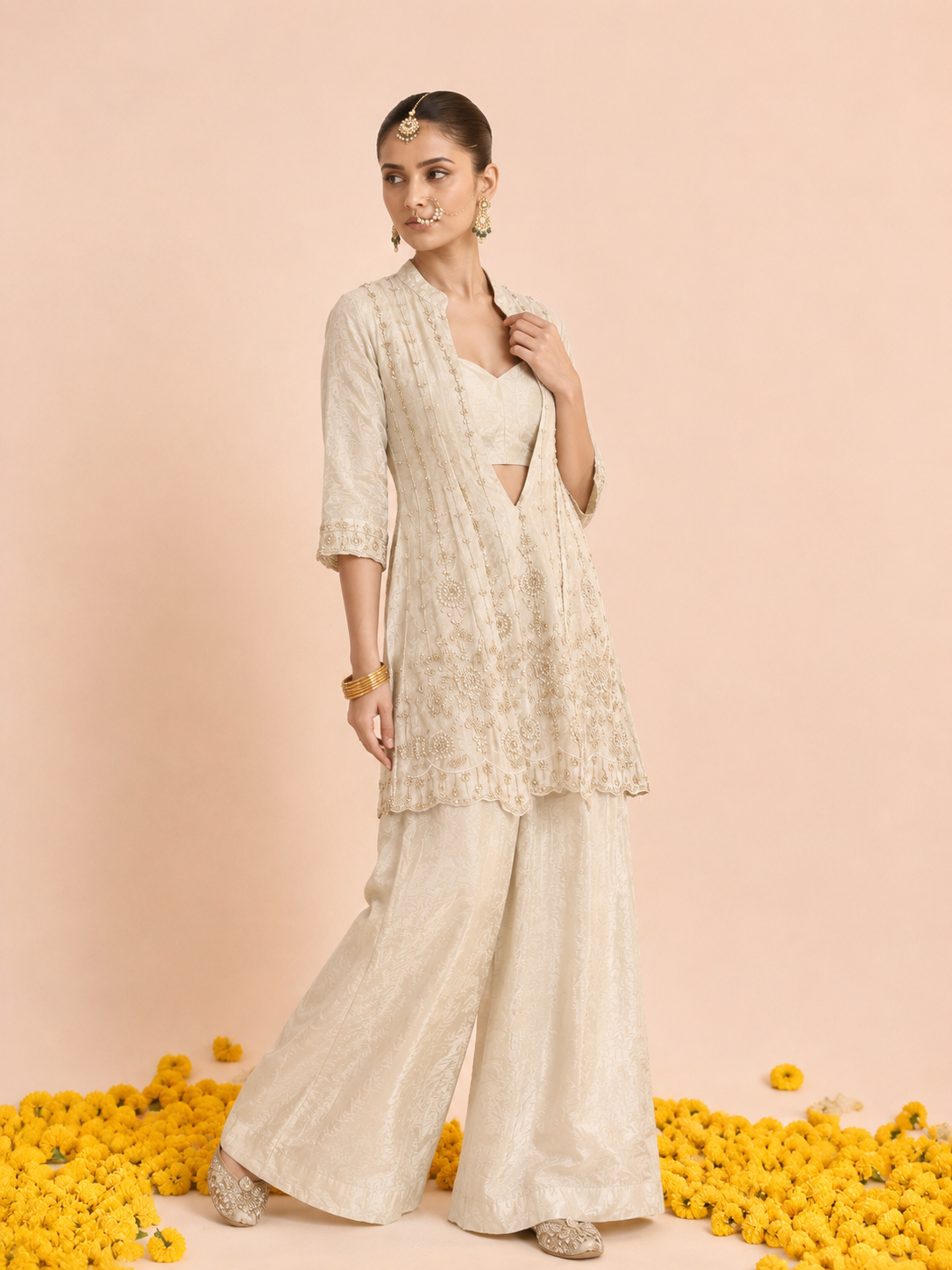 Ivory Radiance Indo-Western Sharara Set