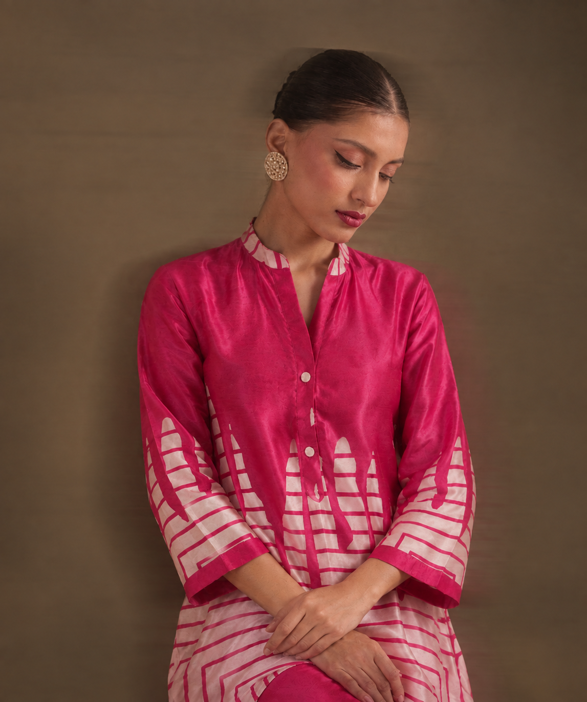 Elegant Pink Printed Kurta Set