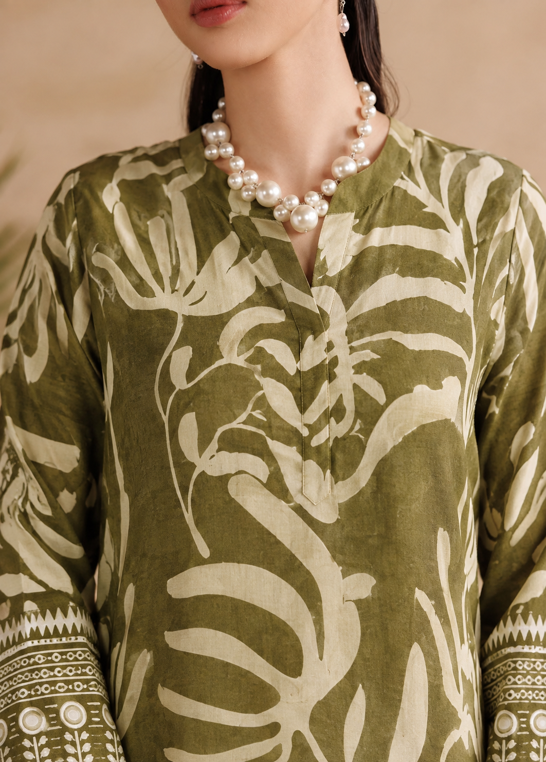 Olive Green Printed Kurta Set