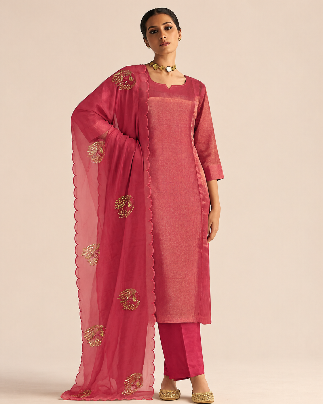 Radiant Rose Silk Kurta Set