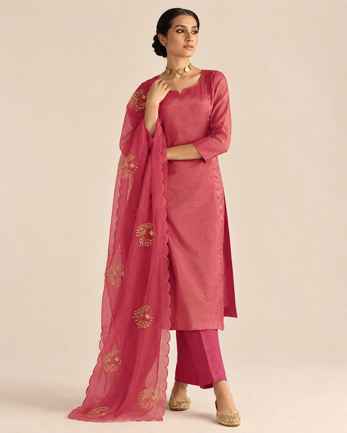 Radiant Rose Silk Kurta Set