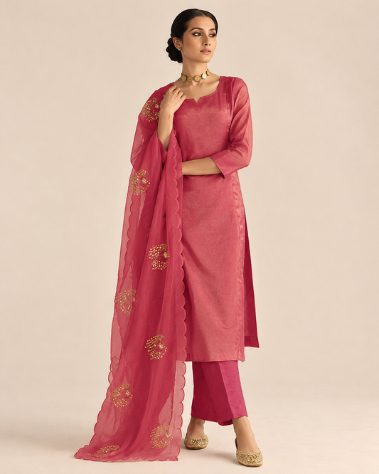 Radiant Rose Silk Kurta Set